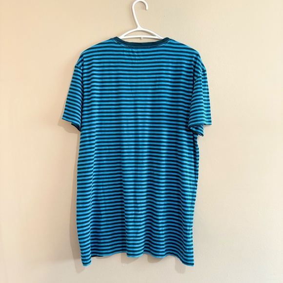 3/$10⚡️American Eagle Vibrant Blue & Navy Striped Cotton T-Shirt w Pocket - Picture 8 of 13